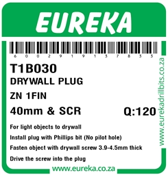 T1B030 - Drywall Plug Zinc -T1B030_Label_T